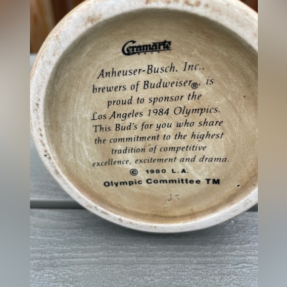 VTG 1984 LA Summer Games Olympics Budweiser Stein Mug Gymnastics Track Swimming - Picture 11 of 12